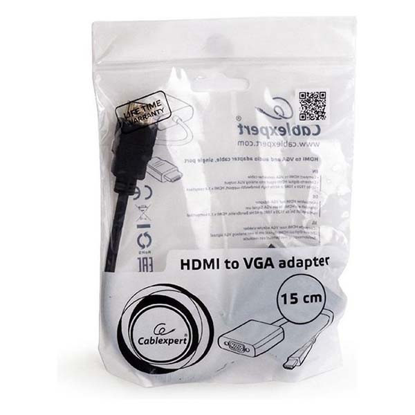 HDMI naar VGA adapter Cablexpert 0.15 meter Jack 3.5 mm Full HD